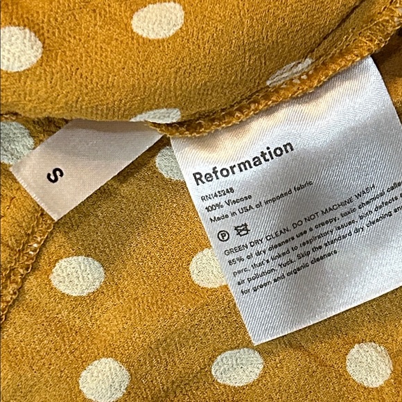 Reformation Yellow Polka Dot Women's Top, size S, NWOT - Picture 3 of 8